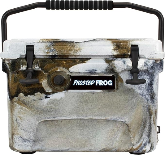 USA Made Frosted Frog Camo 20 Quart Ice Chest Heavy Duty High Performance Roto-Molded Commercial Grade Insulated Cooler