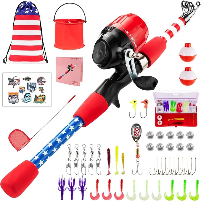 Kids Fishing Pole, Portable Telescopic Kids Fishing Poles for Boys Girls Youth, Fishing Rod and Reel Combo