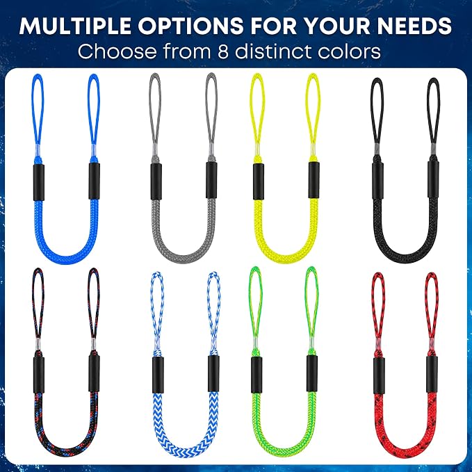 Boat Bungee Dock Lines, Scratch-Free Loop Ends Mooring Rope, Shock Absorbing Pontoon Tie Down Accessories Compatible with Models for Jet Ski（3ft-2 Pack-Blue）