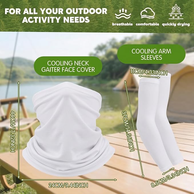 Syhood Solar Powered Fan Hat Neck Gaiter Arm Sleeves Sun Bucket Hat with Fan Cooling Wide Brim Hats for Fishing Hiking