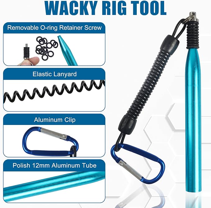 Wacky Rig Worm Fishing Lures Kit, 94pcs Bass Fishing Lures Wacky Rig Kit with Soft Plastic Lures Wacky Rig Tool, O-Rings, Worm Hooks, Nail Fishing Weights for Carolina Texas Rig