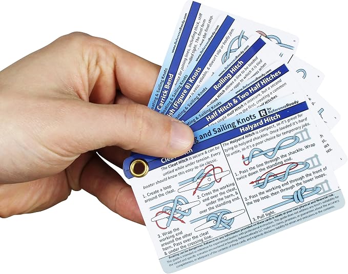 ReferenceReady Boating and Sailing Knot Cards - Waterproof Guide to 20 Nautical Knots
