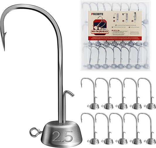 Ned Rig Jig Heads Kit – 30pcs Mushroom Jighead Hooks for Bass & Crappie Fishing Lures, Perfect for Soft Plastic Baits in Freshwater & Saltwater