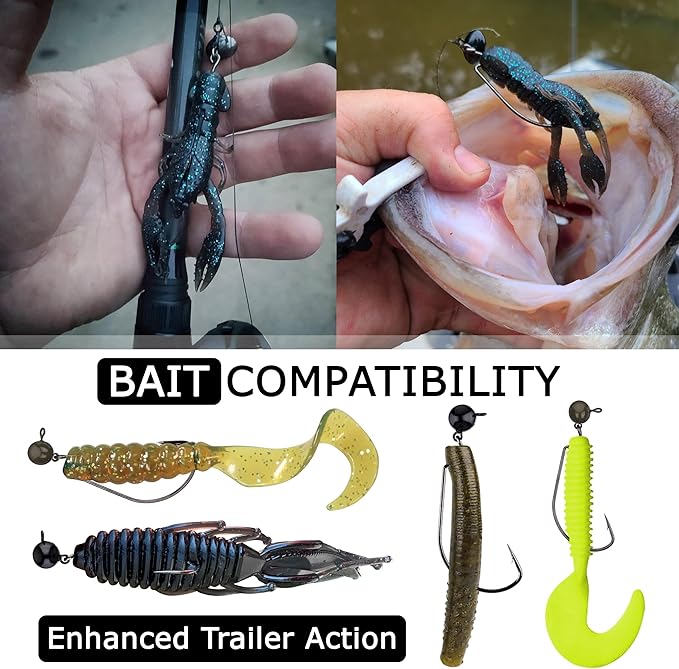 Reaction Tackle Tungsten Football Swing Jig Heads - Bass Fishing Jigs -Swinging Action Trigger Bait -Versatile Jig with Sharp Hooks -Mimics Crawfish (3-Pack)