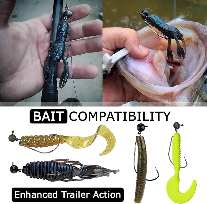 Reaction Tackle Tungsten Football Swing Jig Heads - Bass Fishing Jigs -Swinging Action Trigger Bait -Versatile Jig with Sharp Hooks -Mimics Crawfish (3-Pack)