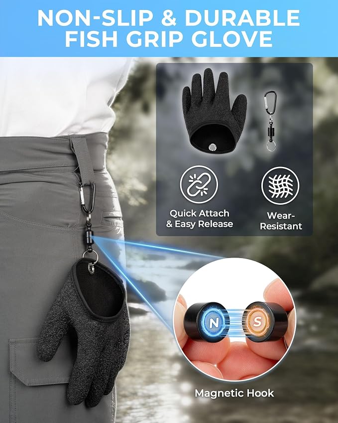 Calamus DriftWave Fishing Tool Kit – Corrosion Resistant Pliers, Lip Gripper with Soft Retractable Measuring Tape, Filet Knife, Pocket Knife，Fishing Scale, Retractor & Glove, Fishing Gifts for Men