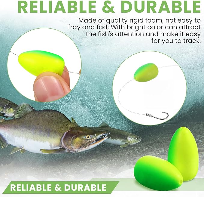 Skylety 60 Pieces Foam Floats Bullet Fishing Foam Snell Floats Pompano Rigs Oval Fly Fishing Strike Indicators for Trout Catfish Walleye