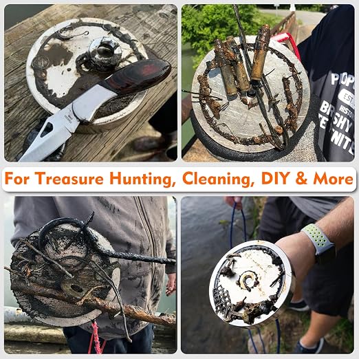 MUTUACTOR Fishing Magnet Kit Heavy Duty, Super Strong 2000lbs Double Sided Neodymium Magnet,Φ3.81”Permanent Rare Earth Magnets Fishing with 65FT Rope Gloves for Hunting Retrieval Underwater Searching