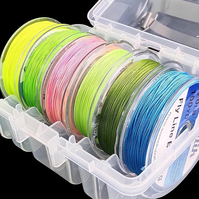 Aventik Clear Fishing Line Organizer Built-in Cutter & Silicone Holes 6C/8C Clear Tangle Free Spool Storage Box for Fishing Line Management