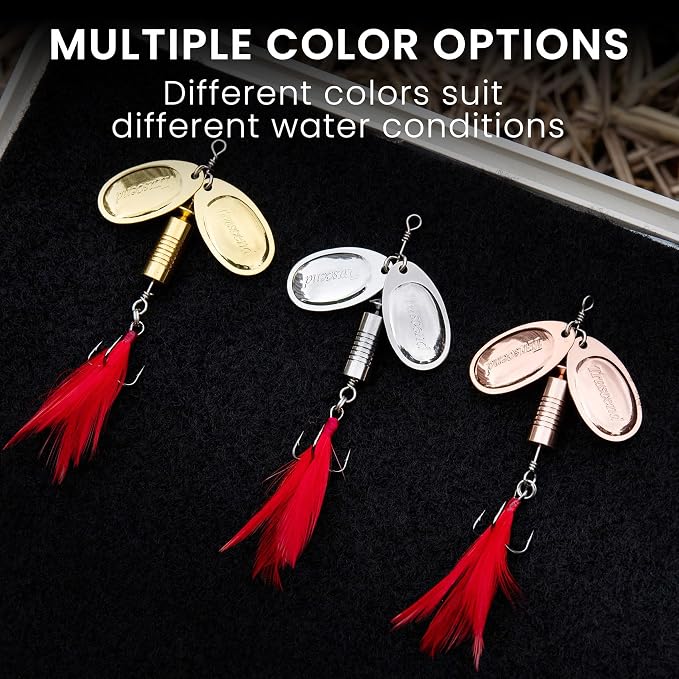 TRUSCEND Vibespinner Easy Catch Fishing Lures with BKK Hooks, Tail Spinner Baits with 4 Actions, Vibrating Swimming Flashing & Jigging for More Bites, Spoon Lures for Bass Trout Crappie Walleye Pike