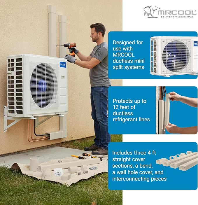 MRCOOL LineGuard Line Set Outdoor Cover for Ductless Mini Split System, Protection from Wind, Rain and Extreme Temperatures, Tan