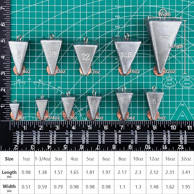 Dr.Fish Pyramid Sinkers Saltwater Lead Fishing Weight 1oz-32oz/2LB Triangle Surf Fishing Bank River Catfishing Pompano