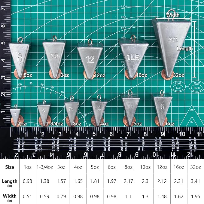 Dr.Fish Pyramid Sinkers Saltwater Lead Fishing Weight 1oz-32oz/2LB Triangle Surf Fishing Bank River Catfishing Pompano