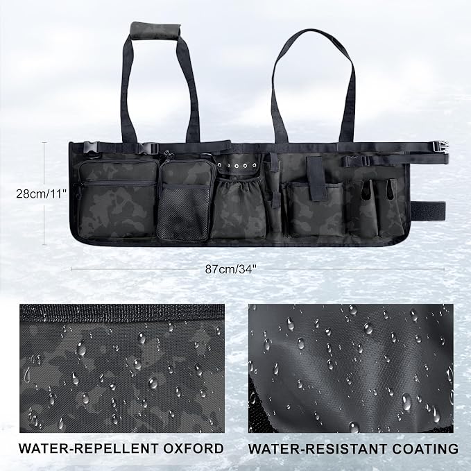 Fishing Bucket Organizer with Bucket Cover Fishing Tackle Bag with Rod & Plier Holder, Multi-Pockets for 5 Gallon Bucket Fishing Gear & Accessories Father Gifts