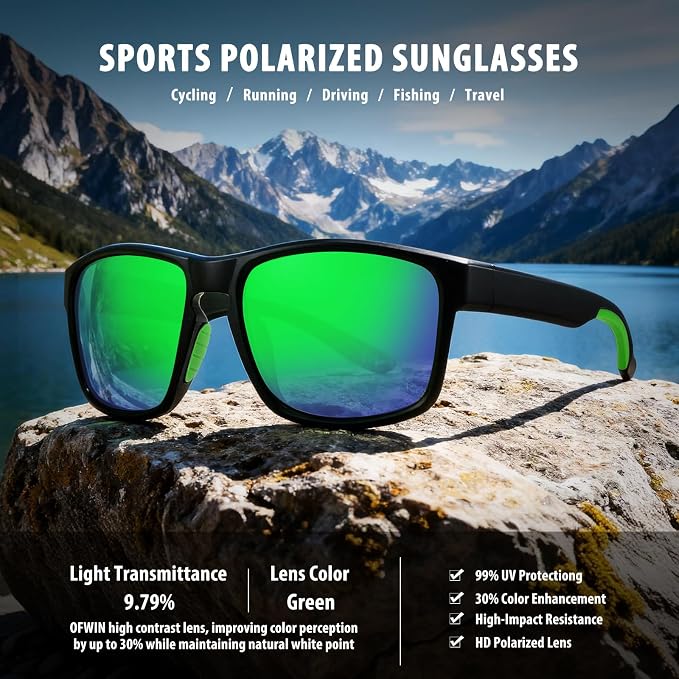 Sports Polarized Sunglasses for Men Women UV Protection Unbreakable Driving Running Fishing Hiking Sun Glasses