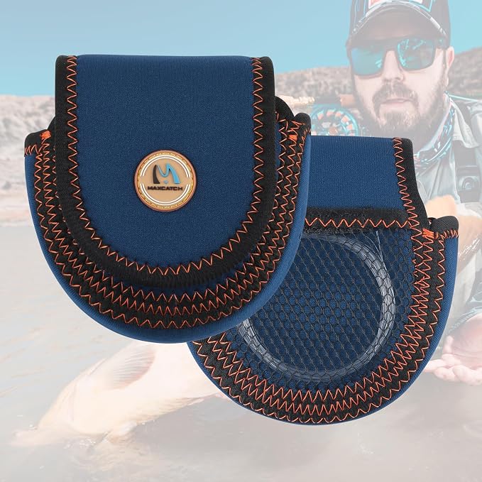 M MAXIMUMCATCH Maxcatch Fly Reel Case, Sheepskin Lined Neoprene Protective Reel Bag Pouch Cover, Fits 3/5wt 5/7wt 7/9wt, 9/11wt (2, Fits 5/7wt 7/9wt)