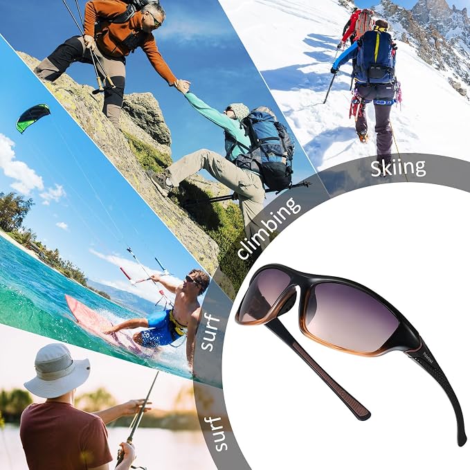 TOODOO 4 Pairs Men Polarized Sunglasses with UV Protection Driving Glasses Sports for Sport Outdoor Activities