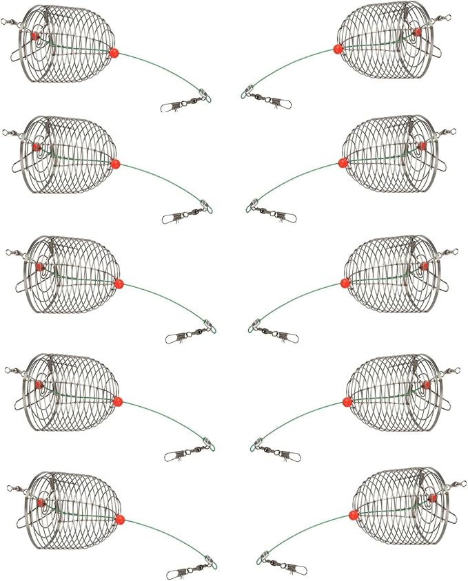 10Pcs/Pk Carp Fishing Bait Trap Cage Feeder Basket Holder Coarse Lure Feeder Carp Fishing Tackle Kit,Size L/M/S Available