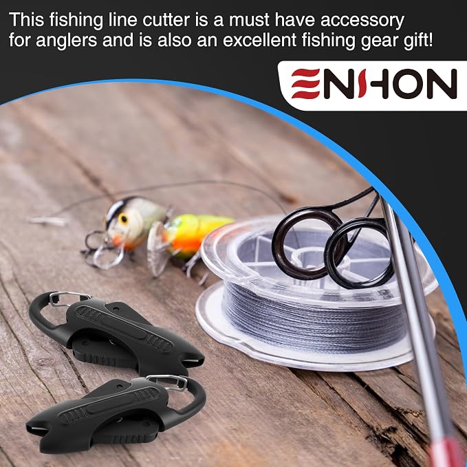 Enhon 2pcs Retractable Fishing Line Cutter with Ceramic Blades, Mini Fishing Scissors for Braid/Mono/fluorocarbon, Portable Angler Snips with Buckle, Gear Gift for Anglers