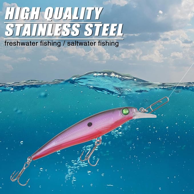 Power Clips Fishing Snaps Set High Strength Stainless Steel Quick Change Connector Swivels Tackle Fish Lure Attachement Freshwater Saltwater