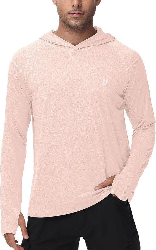 Roadbox Mens UPF 50+ Fishing Shirts, Long Sleeve UV Sun Hoodie, Hiking Running Swim Athletic Workout Shirt