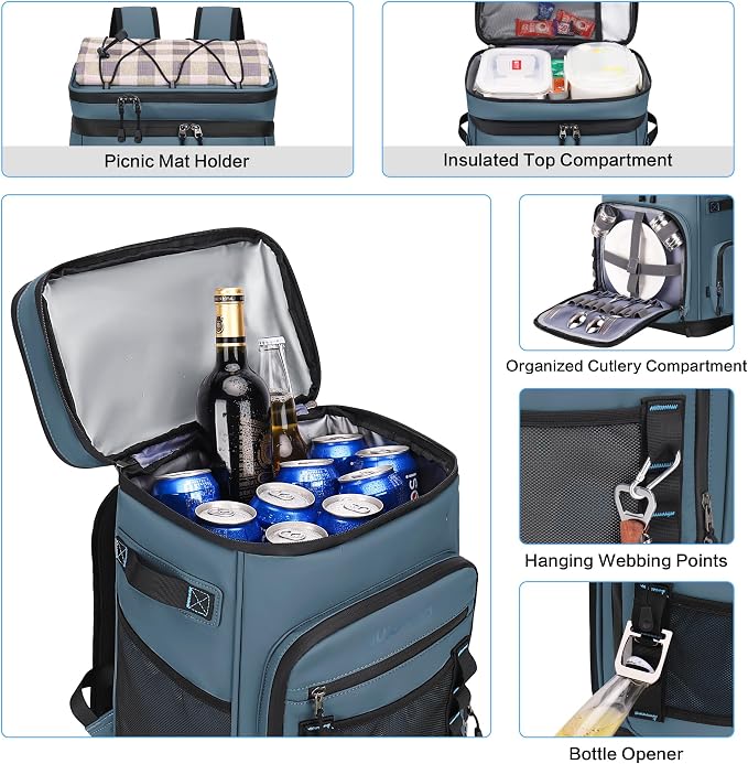 Hulongo 48Cans Cooler Backpack, Waterproof Insulated Backpack Cooler for Men & Women, Leakproof