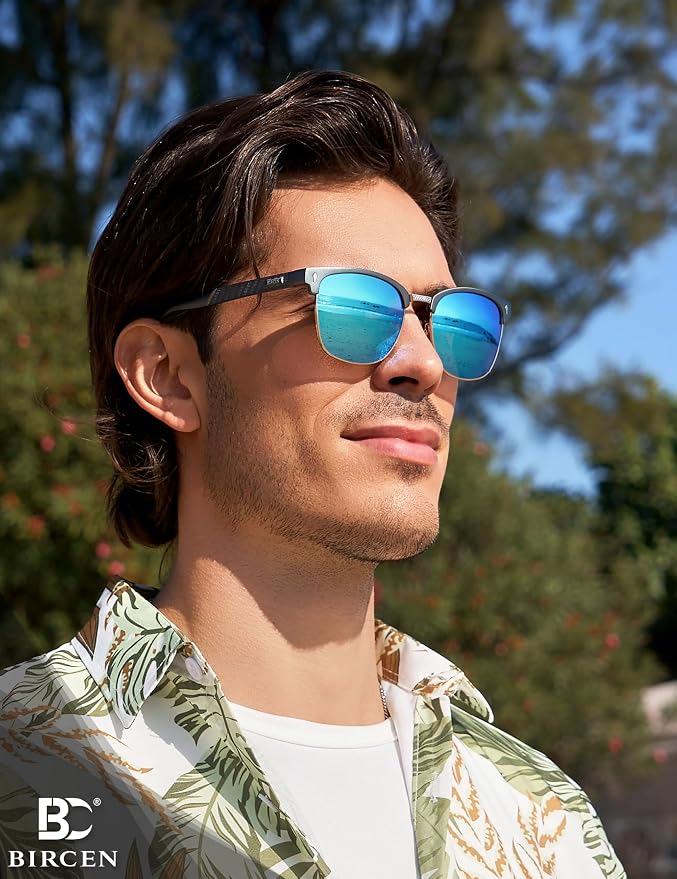 BIRCEN Mens Polarized Sunglasses for Driving: Al-Mg Metal UV Protection Sun Glasses Square Shades for Fishing Travel 2026