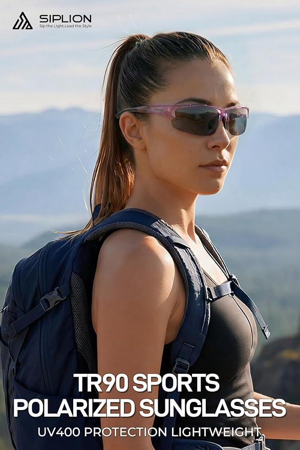 SIPLION Polarized Sunglasses Men Sports: UV400 Protection Anti-Slip Wrap-Around TR90 Frame for Driving Fishing Golf Running