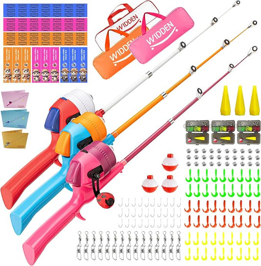 Kids Fishing Pole, Telescopic Fishing Rod, Toddler Collapsible Fishing Rod and Reel Combo with Tackle Box, Fishing Line, Bobber, and Soft Lures for Boy, Girl, Youth, Beginner, Over 4 Years Old