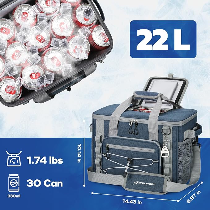 Maelstrom Soft Sided Cooler Bag, 30/40 Can Collapsible Insulated Ice Chest, Large Leakproof Portable Storage for Camping, Travel, Kayaking & Beach