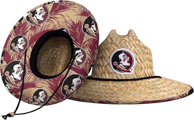 FOCO Men's NCAA College Team Logo Floral Straw Sun Hat