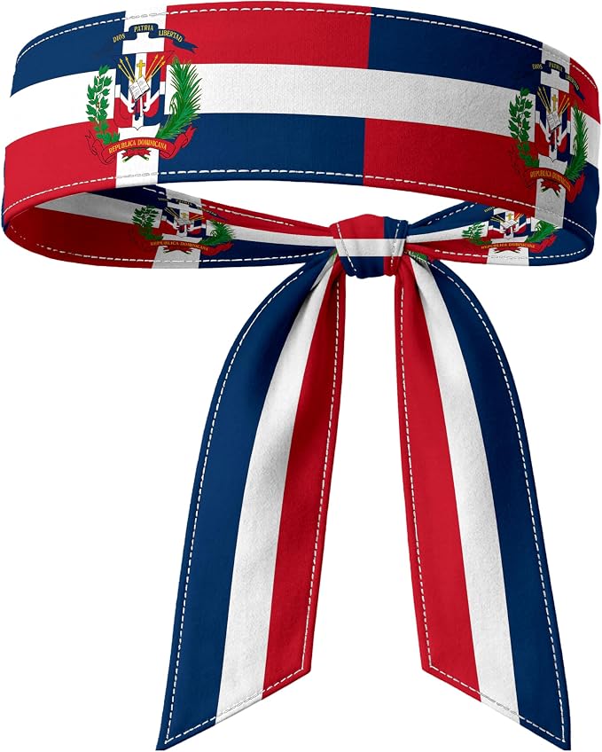 Tie Headband for Women & Men, Flag Patterned Sports Sweatband Head Wrap, Hair Bandana Accessory, 40" x 2.4"