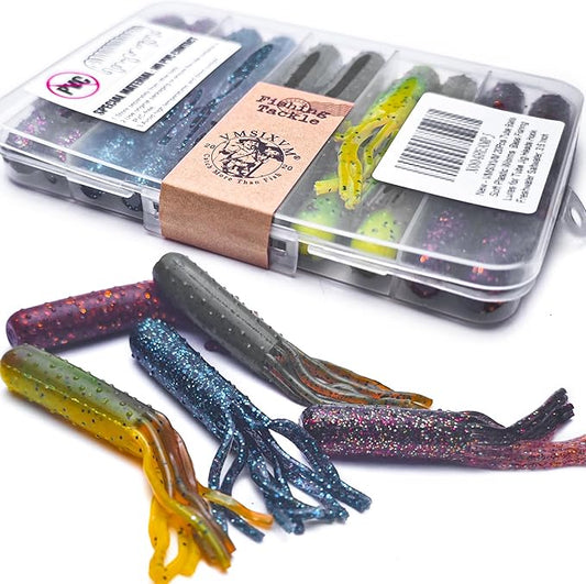 20Pcs Tube Baits Soft Plastic Worms Bass Fishing Lures for Tube Jig Heads Hook Freshwater Saltwater, 3.5 Inch