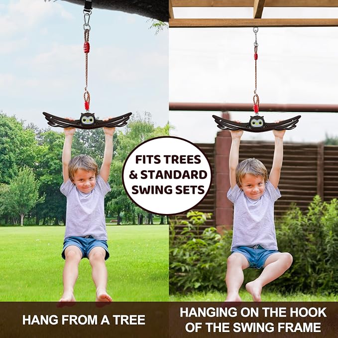 Ninja Twist Swing-360 Degree Handle Rotation Promotes Sensory Development, Arm Strength,Swingset Accessories Outdoor-Swing Spins Set (Brown)