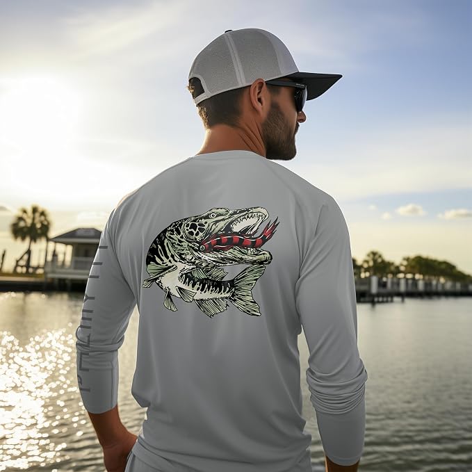 Palmyth Fishing Shirts for Men Long Sleeve UPF 50+ T Shirt Sun Protection Tee