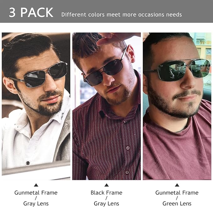 SUNGAIT Ultra Lightweight Rectangular Polarized Sunglasses Men UV400 Protection
