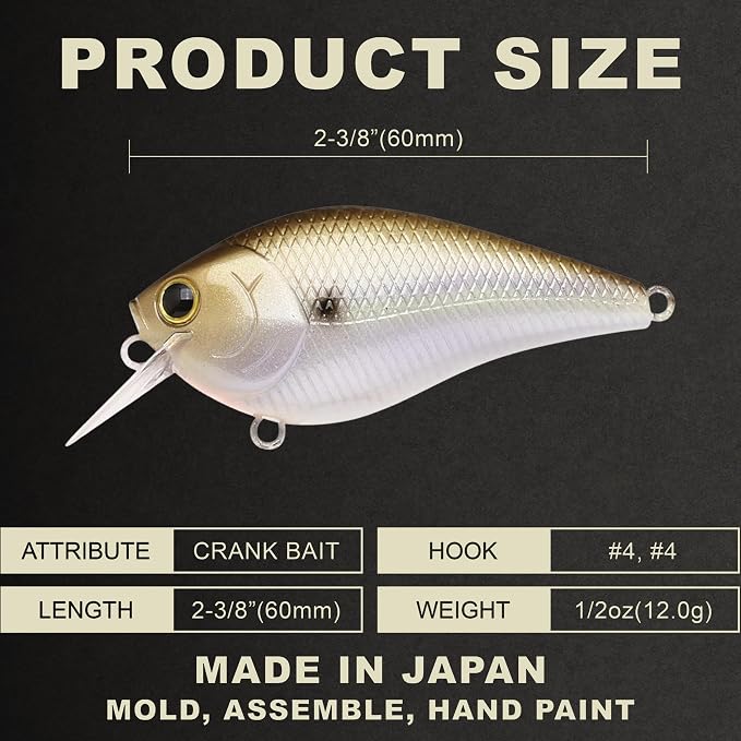 LUCKY CRAFT LC 1.5 Silent Squarebill Crankbait Fishing Lure, 2-3/8", Bass Fishing Lures for Freshwater, Hard Crankbait with Treble Fishing Hooks, Fishing Accessories