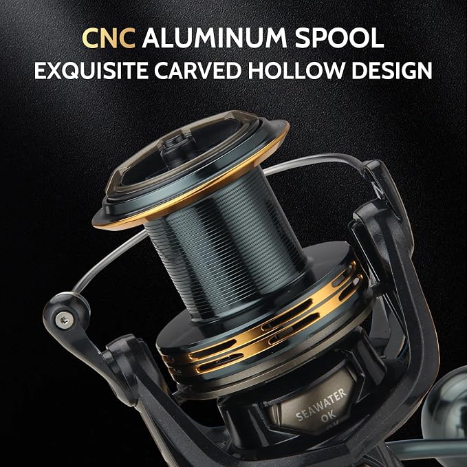 Big Game Surf Spinning Fishing Reel 8000/12000,20KG Drag Power Backlash-Free Bearings,Metal Reel Seat,Zinc Alloy Gear for Saltwater Inshore and Offshore Fishing
