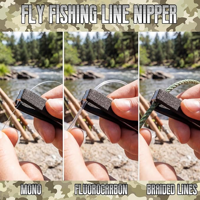 Therwen 2 Pcs Black Fly Fishing Nipper with Fishing Line Clippers with Hook Eye Cleaner Pin Stainless Steel Cutting Tool Line Cutter Nipper Multi Functional Accessories