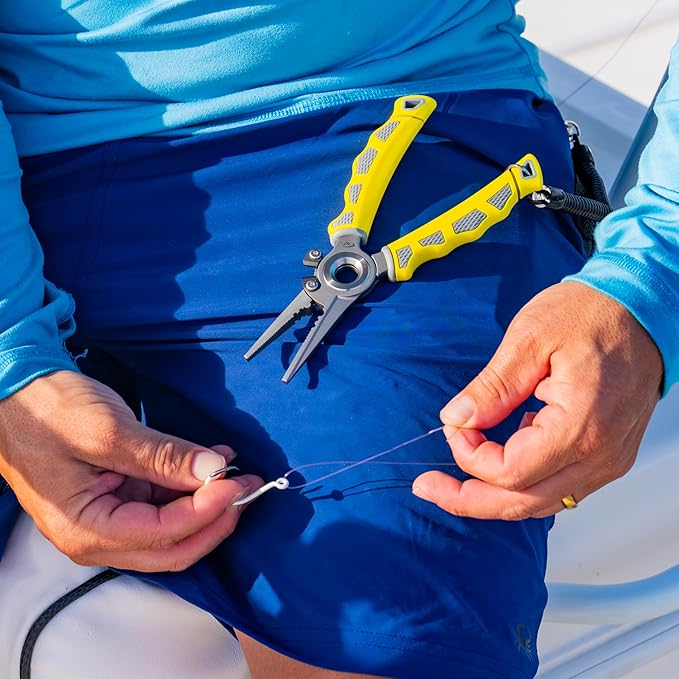 danco 7.5 Inch Fishing Pliers, 17-4 Stainless Steel, Tungsten Carbide Cutters, Saltwater Resistant Fishing Tool, Non-Slip Handles, Fresh/Saltwater Fishing Pliers