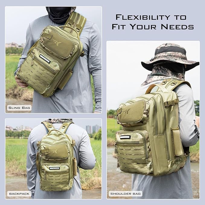 KastKing BlowBak Tactical Sling Tackle Bag-Lightweight Fishing Backpack Storge Fishing Gear and Equipment,Gift for Men