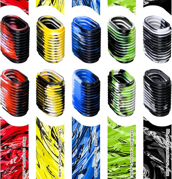LEO 10pcs Rubber Fishing Reel Handle Grip Cover Non-Slip Baitcaster Knob Sleeve 5 Pairs in Pack 5 Colors (5 Mix Colors)