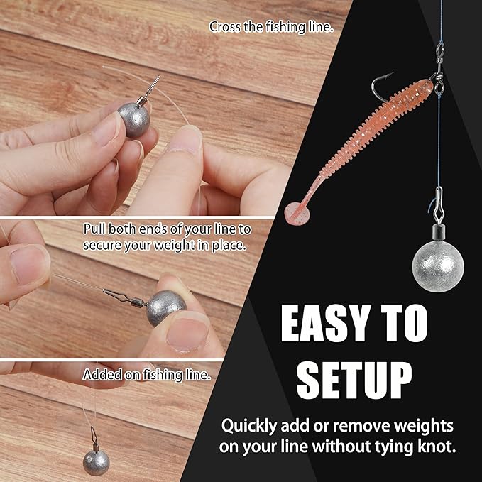 Drop Shot Fishing Weights Sinker,15pcs Round Dropshot Weights Bass Casting Ball Sinkers with Swivels Fishing Sinkers Weight for Saltwater Freshwater Bass Catfish
