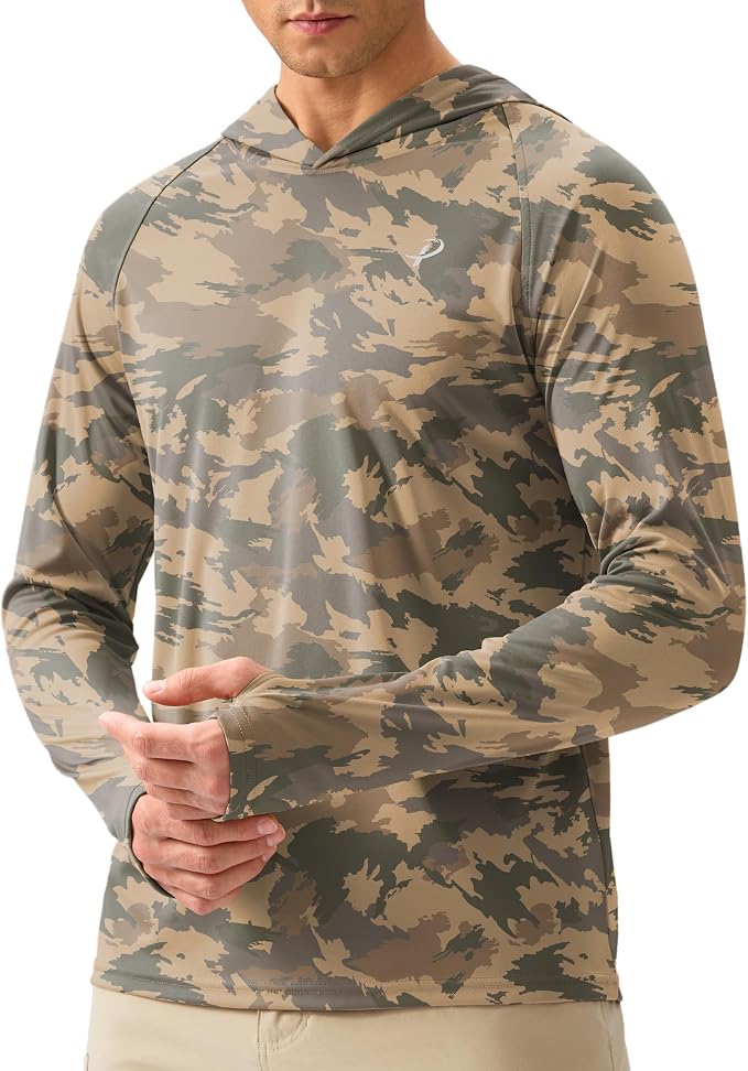 Pudolla Men's Sun Protection Hoodie Shirts UPF 50+ Rash Guard SPF Long Sleeve Fishing Shirt for Men Swim Hiking Boating