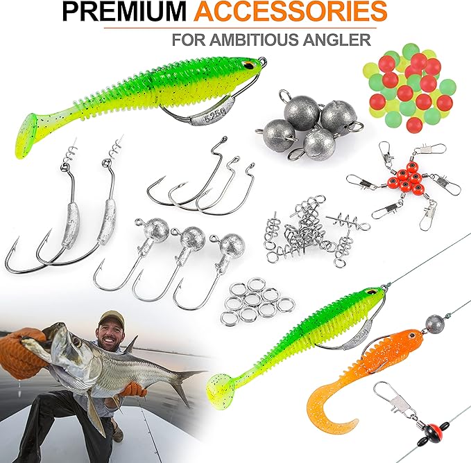 PLUSINNO Fishing Lures, All-in-One Fishing Tackle Box with Tackle Included, Fishing Gear Lure Bait Accessories Kit for Freshwater Bass Trout, Ideal Fishing Gifts for Men, Father & Beginners