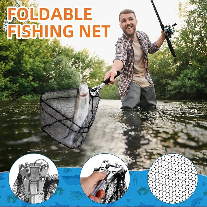 MiniInflat Telescopic Fishing Rod and Reel Combo, 6.89ft 2pcs Collapsible Rod with Plier Lip Gripper Lures Carrier Bag Pre-Loaded Spinning Reel Saltwater Freshwater Fishing Pole Kit