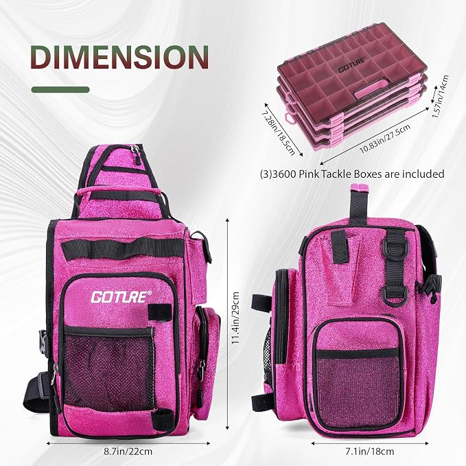 Goture Fishing Kits for Adult,Fishing Pole and Reel Combo, OpenSide Fishing Sling Tackle Storage Bag with 3 Tackle Boxes,Gift for Men