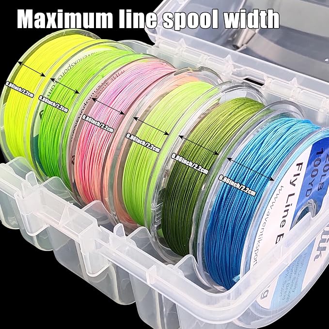 Aventik Clear Fishing Line Organizer Built-in Cutter & Silicone Holes 6C/8C Clear Tangle Free Spool Storage Box for Fishing Line Management