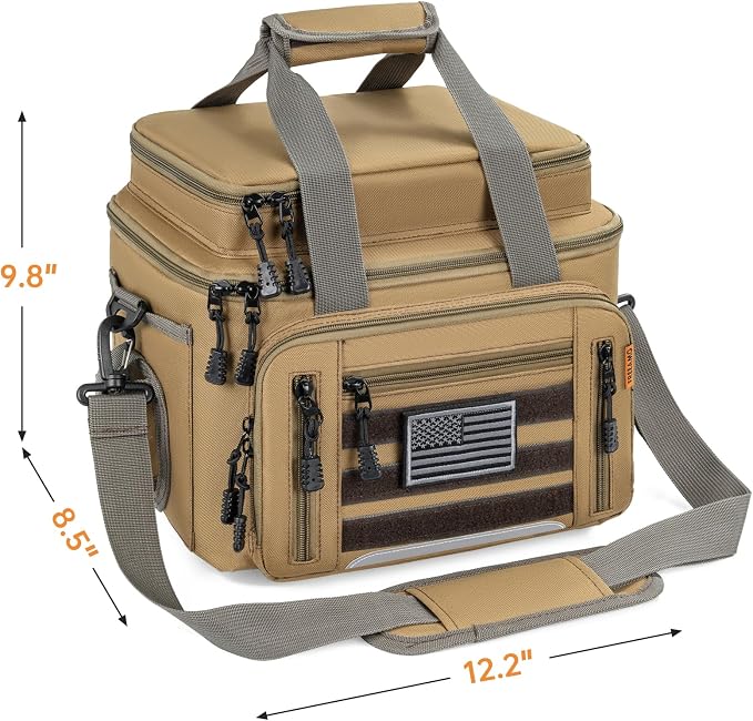 Fishing Tackle Bag - Holds 3400-3600 Size Tackle Boxes -Saltwater & Freshwater Fishing Bags - Padded Shoulder Strap Fishing Bags (Kahki) (Bag Only)