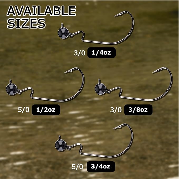 Reaction Tackle Tungsten Football Swing Jig Heads - Bass Fishing Jigs -Swinging Action Trigger Bait -Versatile Jig with Sharp Hooks -Mimics Crawfish (3-Pack)